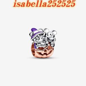 Pandora Disney Mickey Mouse & Minnie Mouse Halloween Pumpkin Charm|Pendant